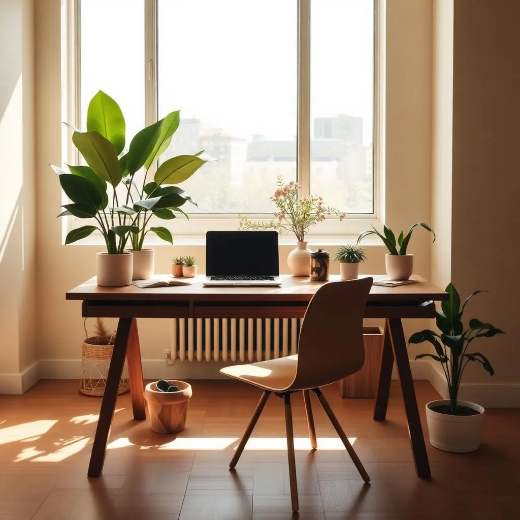 Sunlit Winnipeg office desk with a laptop, notebook and phone used by the Prime Reception team